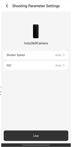Regolazione manuale dei parametri ISO e velocità otturatore della camera 360